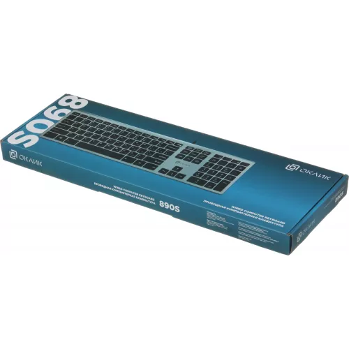 Клавиатура Оклик 890S серый/черный USB slim Multimedia (1784239) кабель 1.6м