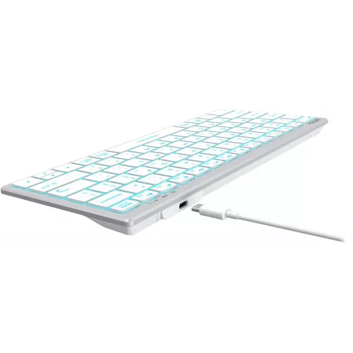 Клавиатура A4Tech FX61 белый USB slim LED (FX61 WHITE) кабель 1.5м