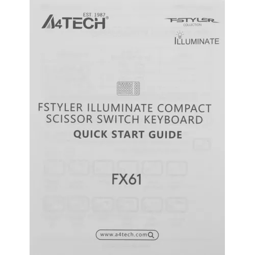 Клавиатура A4Tech FX61 белый USB slim LED (FX61 WHITE) кабель 1.5м