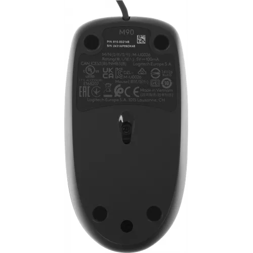 Мышь Logitech M90 черный оптическая 1000dpi USB 2but (910-001795)