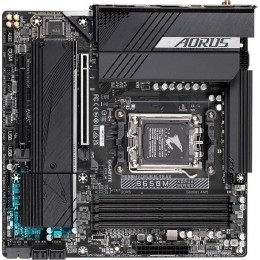 Материнская плата Gigabyte B650M AORUS ELITE AX Socket AM5 AMD B650 4xDDR5 mATX AC`97 8ch(7.1) 2.5Gg RAID+HDMI+DP