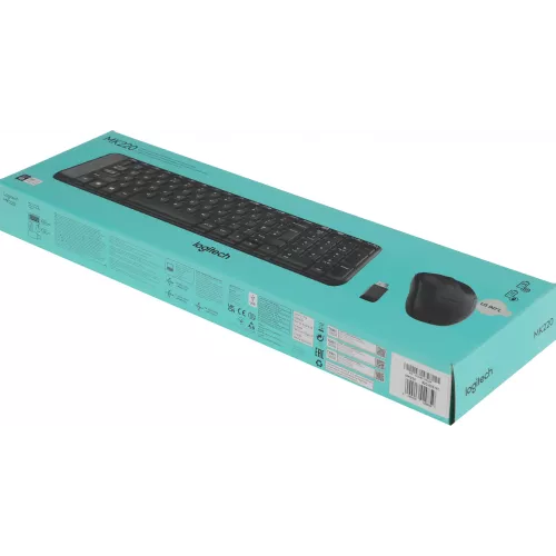 Клавиатура + мышь Logitech MK220 клав:черный мышь:черный USB беспроводная (920-003161)