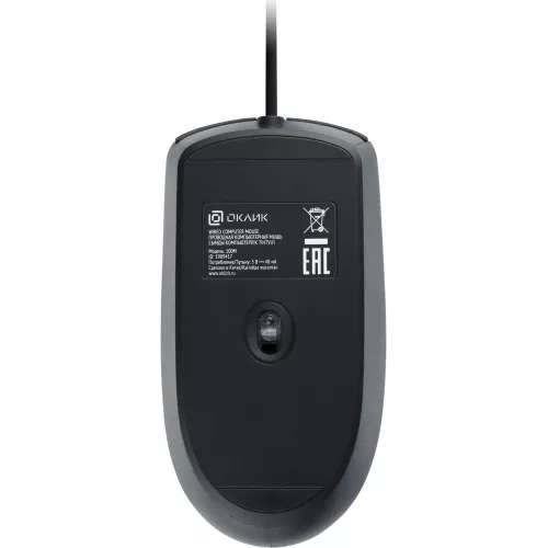 Мышь Оклик 100M черный оптическая 1600dpi USB для ноутбука 4but (1909417)