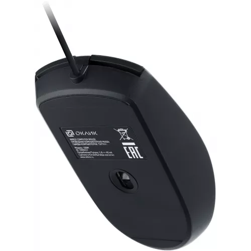 Мышь Оклик 100M черный оптическая 1600dpi USB для ноутбука 4but (1909417)
