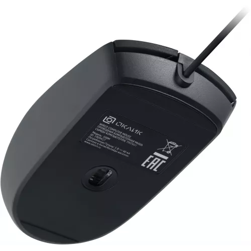 Мышь Оклик 100M черный оптическая 1600dpi USB для ноутбука 4but (1909417)