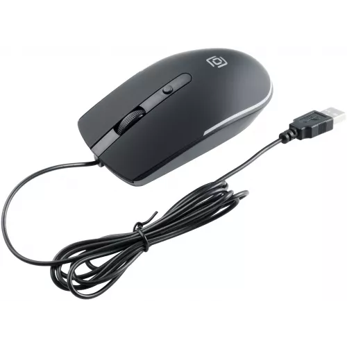 Мышь Оклик 100M черный оптическая 1600dpi USB для ноутбука 4but (1909417)