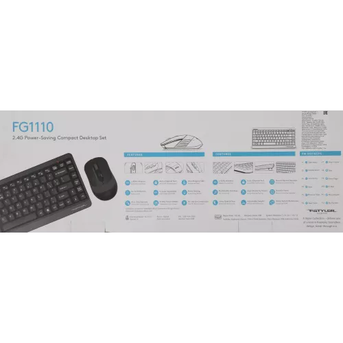 Клавиатура + мышь A4Tech Fstyler FG1110 клав:черный/серый мышь:черный/серый USB беспроводная Multimedia (FG1110 GREY)