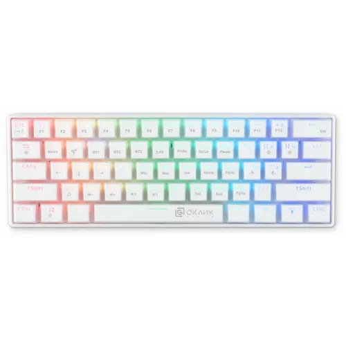 Клавиатура Оклик K763W механическая белый USB беспроводная BT/Radio Multimedia for gamer LED (1920562) кабель 1.5м