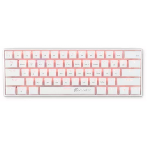 Клавиатура Оклик K763W механическая белый USB беспроводная BT/Radio Multimedia for gamer LED (1920562) кабель 1.5м