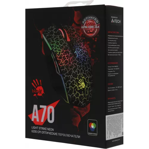 Мышь A4Tech Bloody A70A черный оптическая 6200dpi USB 7but (A70 ACTIVATED)