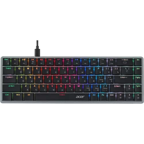 Клавиатура Acer OKW302 механическая серебристый USB Multimedia for gamer для ноутбука LED (ZL.KBDCC.01C) кабель 1.8м