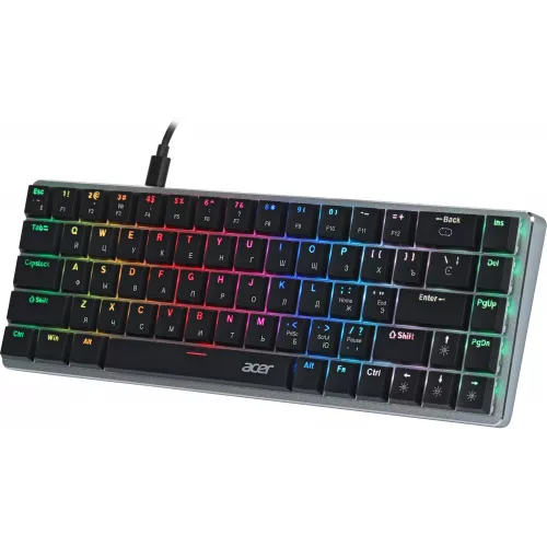 Клавиатура Acer OKW302 механическая серебристый USB Multimedia for gamer для ноутбука LED (ZL.KBDCC.01C) кабель 1.8м