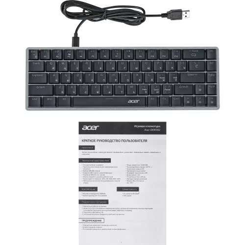 Клавиатура Acer OKW302 механическая серебристый USB Multimedia for gamer для ноутбука LED (ZL.KBDCC.01C) кабель 1.8м