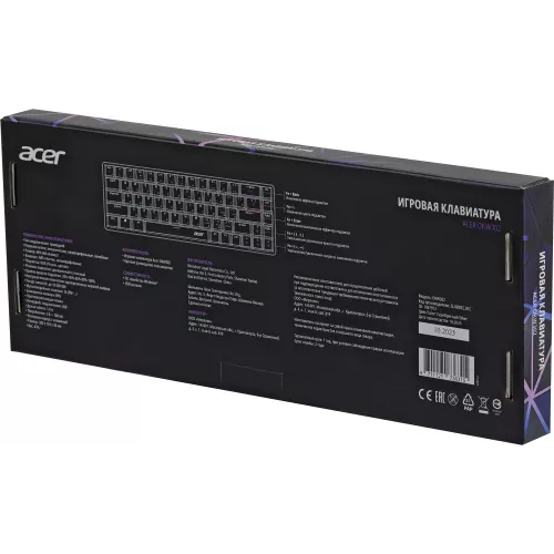 Клавиатура Acer OKW302 механическая серебристый USB Multimedia for gamer для ноутбука LED (ZL.KBDCC.01C) кабель 1.8м