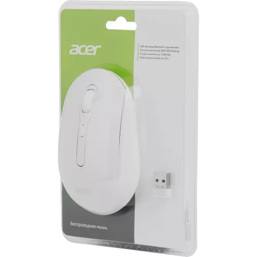 Мышь Acer OMR308 белый оптическая 1600dpi беспров. BT/Radio USB 4but (ZL.MCECC.023)