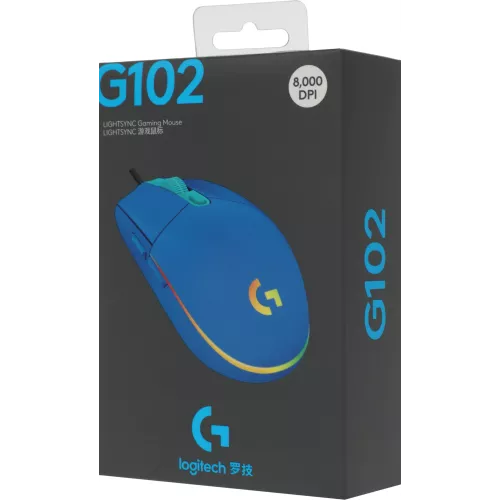 Мышь Logitech G102 LightSync синий оптическая 8000dpi USB 6but (910-005810)