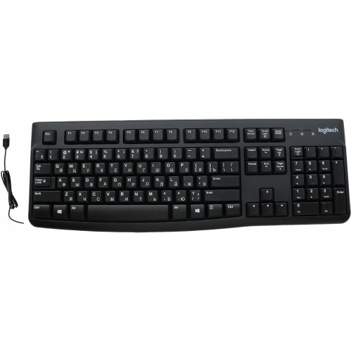 Клавиатура Logitech K120 черный USB (920-002583) кабель 1.5м