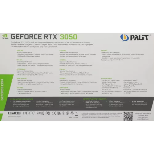 Видеокарта Palit PCI-E 4.0 PA-RTX3050 STORMX NVIDIA GeForce RTX 3050 6Gb 96bit GDDR6 1042/14000 DVIx1 HDMIx1 DPx1 HDCP Ret