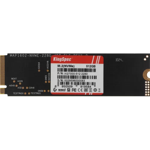 Накопитель SSD Kingspec PCIe 4.0 x4 512GB XG7000-512 XG7000 M.2 2280
