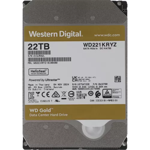Жесткий диск WD SATA-III 22TB WD221KRYZ Server Gold 512E (7200rpm) 512Mb 3.5"