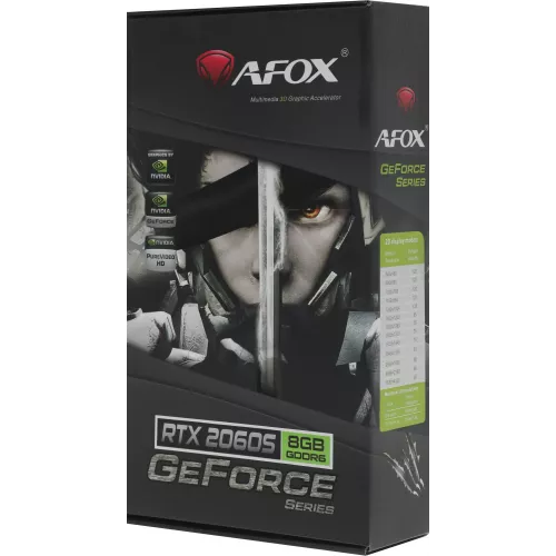 Видеокарта Afox PCI-E 3.0 AF2060S-8192D6H4-V2 NVIDIA GeForce RTX 2060SUPER 8Gb 256bit GDDR6 1470/14000 DVIx1 HDMIx1 DPx1 HDCP Ret
