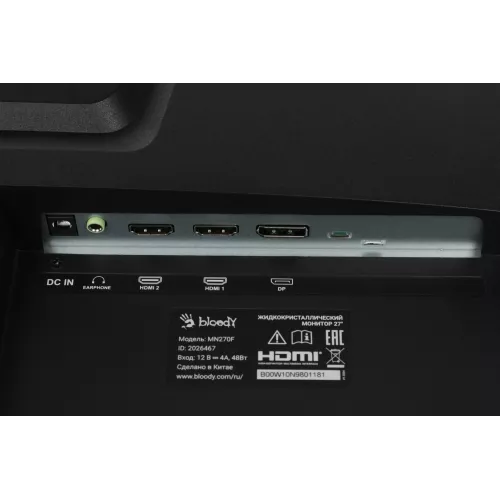 Монитор Bloody 27" MN270F черный IPS LED 1ms 16:9 HDMI M/M матовая 300cd 178гр/178гр 1920x1080 200Hz G-Sync DP FHD 4кг