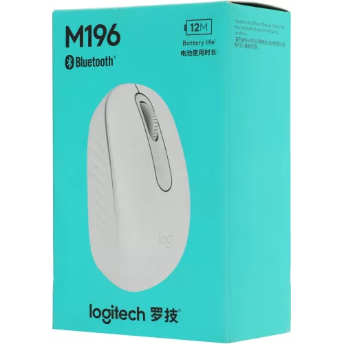Мышь Logitech M196 белый оптическая 1000dpi беспров. BT для ноутбука 2but (910-007316)