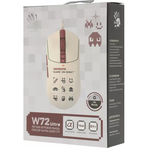 Мышь A4Tech Bloody W72 Ultra Pixels Red рисунок/бежевый/красный оптическая 20000dpi USB 6but (W72 ULTRA)
