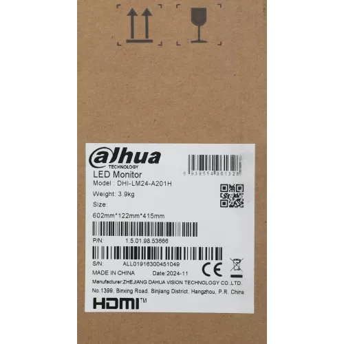 Монитор Dahua 23.8" DHI-LM24-A201H черный IPS LED 5ms 16:9 HDMI M/M матовая 1000:1 250cd 178гр/178гр 1920x1080 100Hz VGA DP FHD 3.1кг