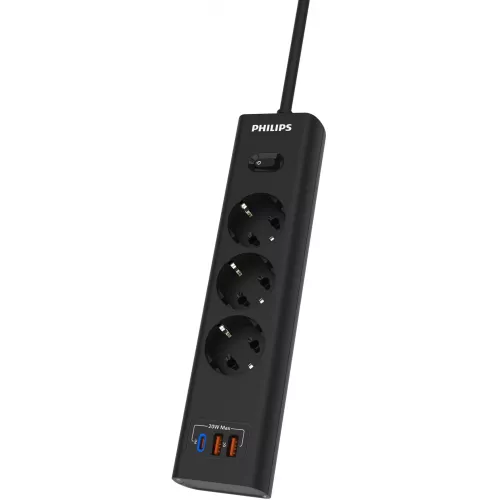 Сетевой фильтр Philips CHP4336BB/51 3м (3 розетки) черный (коробка)