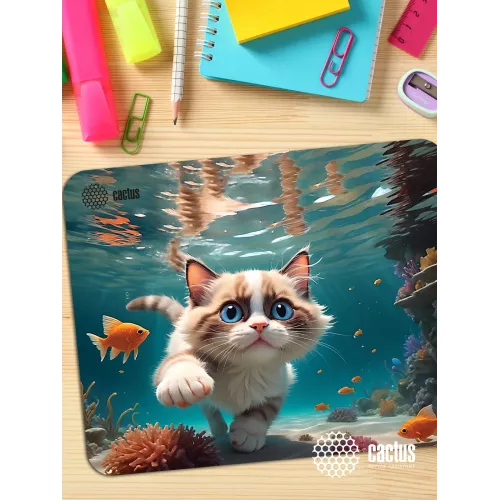 Коврик для мыши Cactus Fish Cat рисунок 300x250x3мм (CS-MPC-D15M)