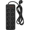 Сетевой фильтр Powercom SP-10 USB2A1СB 3,0м 3.0м (10 розеток) черный (коробка)