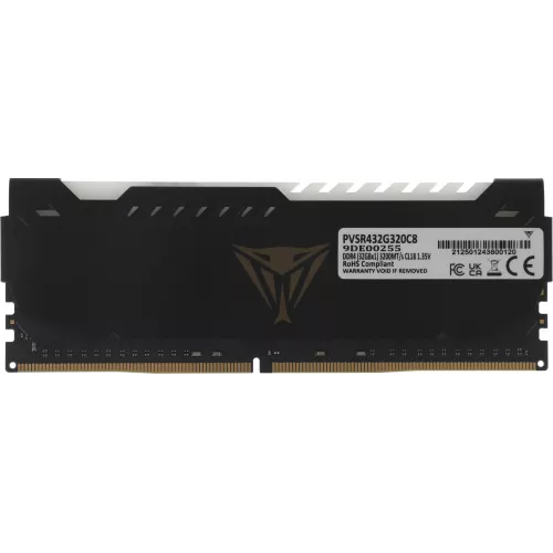 Память DDR4 32GB 3200MHz Patriot PVSR432G320C8 Viper Steel RGB RTL Gaming PC4-25600 CL18 DIMM 288-pin 1.35В dual rank с радиатором Ret