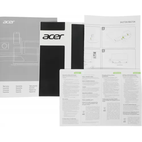 Монитор Acer 27" SB272Kbmiipx черный IPS LED 4ms 16:9 HDMI M/M матовая 250cd 178гр/178гр 3840x2160 60Hz FreeSync DP 4K 3.92кг