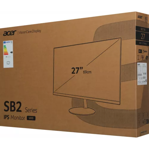 Монитор Acer 27" SB272Kbmiipx черный IPS LED 4ms 16:9 HDMI M/M матовая 250cd 178гр/178гр 3840x2160 60Hz FreeSync DP 4K 3.92кг