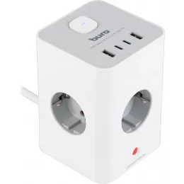Сетевой удлинитель Buro BU-PTE4.1UC-W 1.5м (4 розетки) белый (коробка)