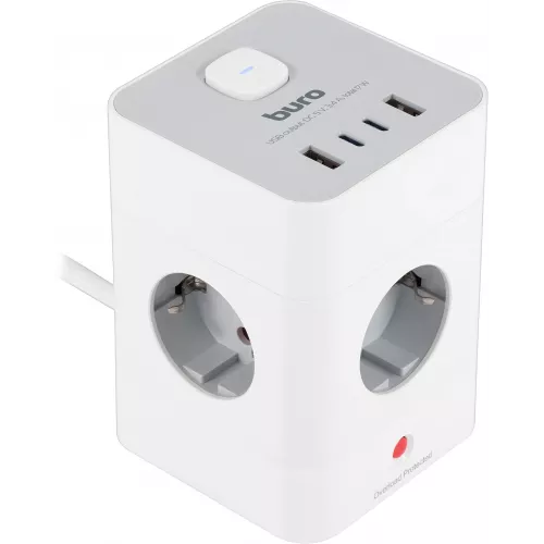 Сетевой удлинитель Buro BU-PTE4.1UC-W 1.5м (4 розетки) белый (коробка)