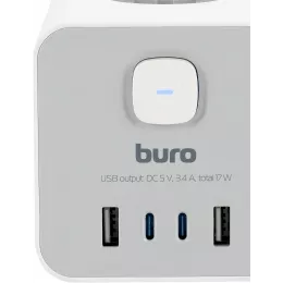 Сетевой удлинитель Buro BU-PTE4.1UC-W 1.5м (4 розетки) белый (коробка)