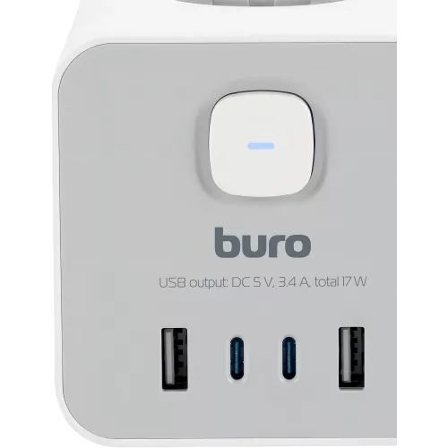 Сетевой удлинитель Buro BU-PTE4.1UC-W 1.5м (4 розетки) белый (коробка)