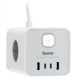 Сетевой удлинитель Buro BU-PTE4.1UC-W 1.5м (4 розетки) белый (коробка)
