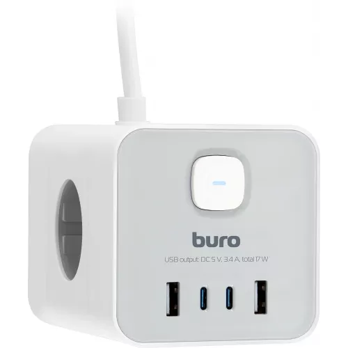 Сетевой удлинитель Buro BU-PTE4.1UC-W 1.5м (4 розетки) белый (коробка)