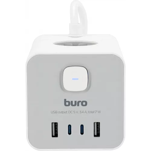 Сетевой удлинитель Buro BU-PTE4.1UC-W 1.5м (4 розетки) белый (коробка)