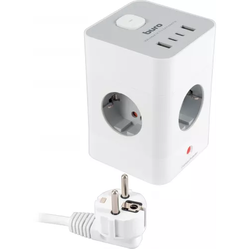Сетевой удлинитель Buro BU-PTE4.1UC-W 1.5м (4 розетки) белый (коробка)