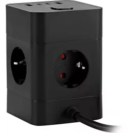 Сетевой удлинитель Buro BU-PTE4.1UC-Plus-B 1.5м (4 розетки) черный (коробка)