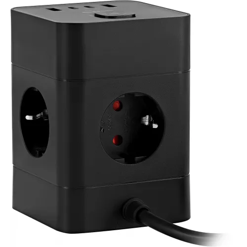 Сетевой удлинитель Buro BU-PTE4.1UC-Plus-B 1.5м (4 розетки) черный (коробка)