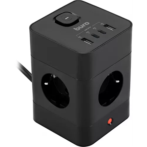 Сетевой удлинитель Buro BU-PTE4.1UC-Plus-B 1.5м (4 розетки) черный (коробка)