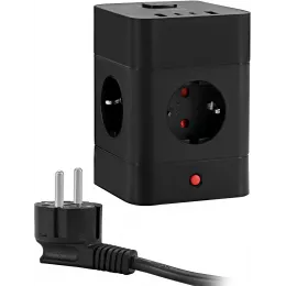 Сетевой удлинитель Buro BU-PTE4.1UC-Plus-B 1.5м (4 розетки) черный (коробка)