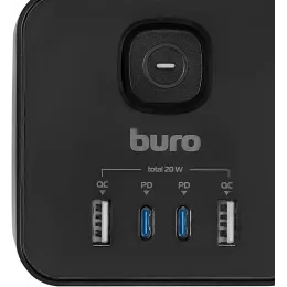 Сетевой удлинитель Buro BU-PTE4.1UC-Plus-B 1.5м (4 розетки) черный (коробка)