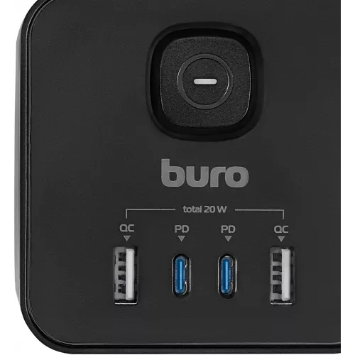 Сетевой удлинитель Buro BU-PTE4.1UC-Plus-B 1.5м (4 розетки) черный (коробка)