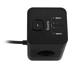 Сетевой удлинитель Buro BU-PTE4.1UC-Plus-B 1.5м (4 розетки) черный (коробка)